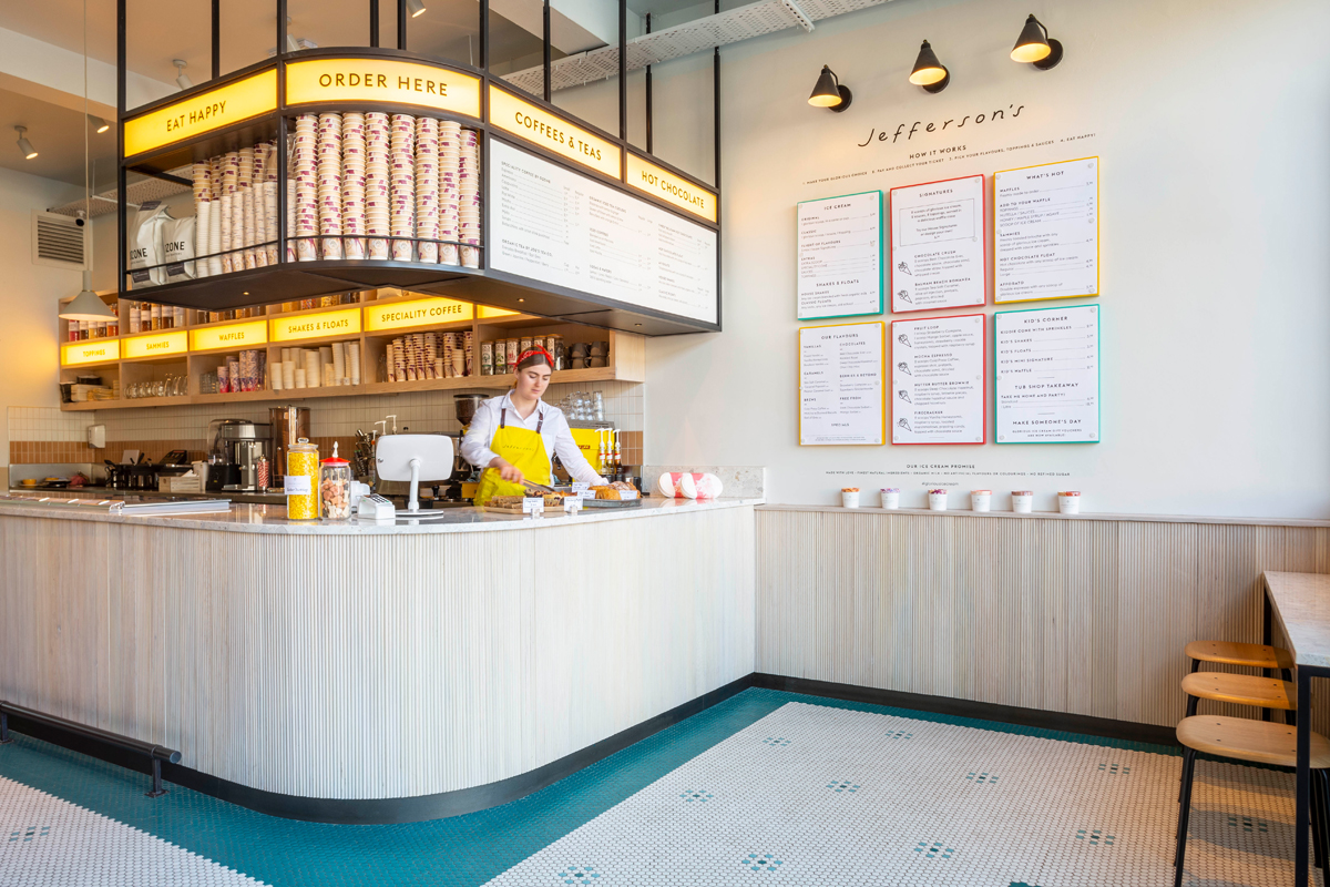 Bouncepad Counter Flex tablet kiosk met vaste voet en zwanenhals