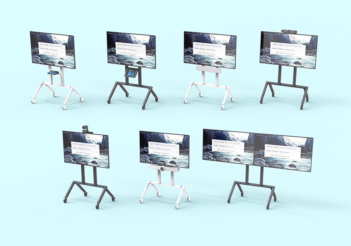 Heckler AV Cart - Base Configuration zwart wit vooraanzicht accessoires displays dubbel double