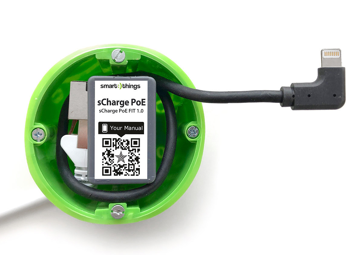 sCharge PoE Fit met Lightning connector